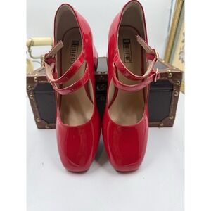 Retro 40s Style Pumps Heel Double Strap Round Toe Red Idifu Sz 6